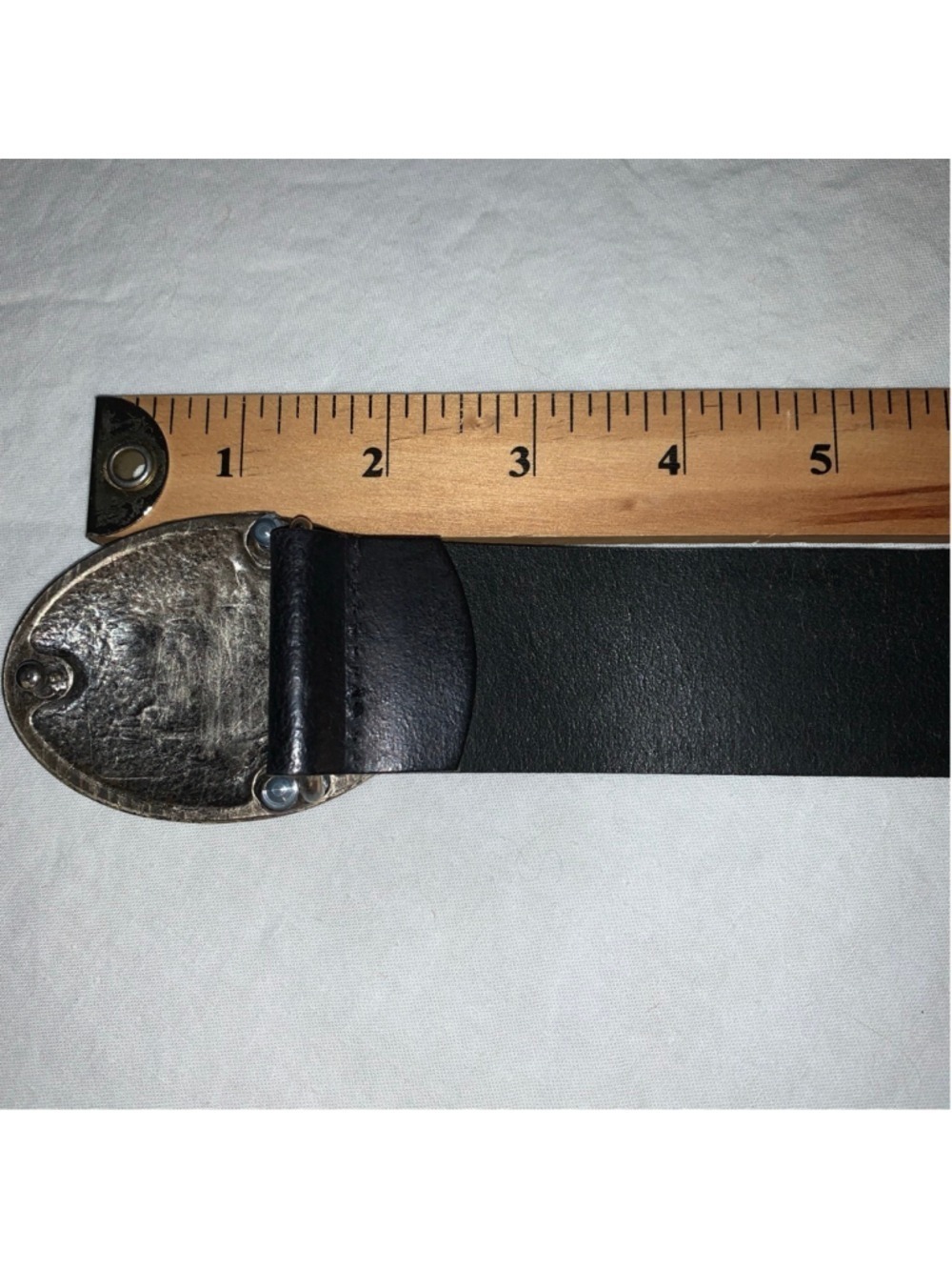 Women's ALDO Black Leather Belt with Silver Star Buckle medium - Picture 4 of 11